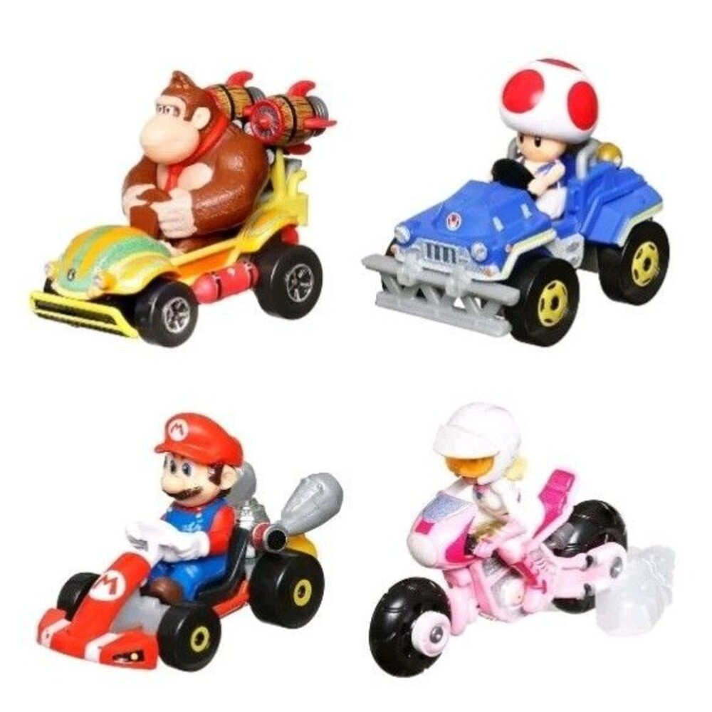 Hot Wheels Mario Kart 4 Pack Super Mario Bros Movie 2023 Set NEW